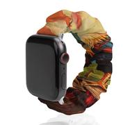 Rooster Standing on A Tree Stump Universal Scrunchie Watch Band Compatible with IWatch Series 11 10 9 8 7 Strap