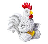 Rooster Statue - Meditation Chicken Statue Collectible Figurines - Resin Sculpture Funny Decor Desk Accessories, Home Decorations for Bedroom Living Room Apartment Farmhouse