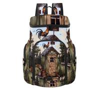 Rooster Stood on The House Multi-Sport Basketball Backpack with Ball & Shoe Compartment, Durable Gym Bag for Soccer Volleyball Swim Travel