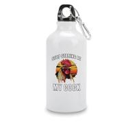 Rooster Stop Staring at My Cock Aluminum Water Bottle White Portable Sports Drinks Bottles with Twist Cap and Hook 400ml