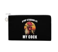 Rooster Stop Staring At My Cock Canvas Coin Pouch Wallet Slim Purse Card Holder