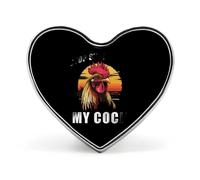 Rooster Stop Staring At My Cock Heart Lapel Pin Metal Brooch Badge For Clothing Jackets Hat Backpack