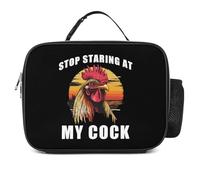 Rooster Stop Staring at My Cock Insulated Lunch Bag Reusable Cooler Tote Leakproof Lunchbox Organizer with Detachable Handle