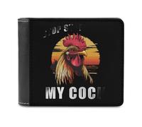 Rooster Stop Staring At My Cock Leather Wallets for Men Bifold Fashion with ID Window