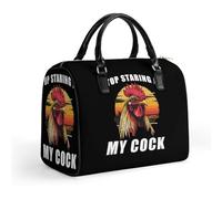 Rooster Stop Staring At My Cock Small Travel Duffel Tote Bag Handbag Purse for Office Work Nurse Teacher 15 Liters