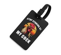 Rooster Stop Staring At My Cock Travel Luggage Tags for Suitcases Baggage Handbag Label