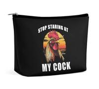 Rooster Stop Staring At My Cock Travel Makeup Bag for Women Cosmetic Organizer Toiletry Storage Case