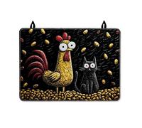 Rooster Stove Top Cover for Electric Stove, Fanciful Playful Cat Beans Fall Yellow Washable Glass Top Cover for Kitchen Kitchen Countertop Decor 28x20 Inch