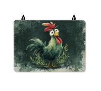 Rooster Stove Top Cover for Electric Stove, Farmhouse Fanciful Leaves Eyes Fall Green Washable Stovetop Cover Board for Glass Surface Cottage Kitchen Decor 28x20 Inch