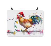 Rooster Stove Top Cover for Electric Stove, Festive Fanciful Christmas Lights Santa Hat Christmas Red Washable Glass Top Cover for Kitchen Rv Kitchen Decor 28x20 Inch