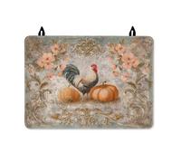 Rooster Stove Top Cover for Electric Stove, Vintage Rustic Pumpkin Flower Fall Orange Pu Surface Electric Top Cover Protector Kitchen Countertop Decor 28x20 Inch