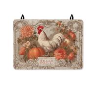 Rooster Stove Top Cover for Electric Stove, Vintage Rustic Pumpkin Flowers Fall Orange Washable Oven Top Cover for Electric Cabin Kitchen Decor 28x20 Inch