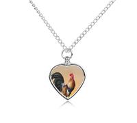 Rooster Sunrise Custom Urn Necklace for Ashes Heart Keepsake Pendant Jewelry Memorial Cremation