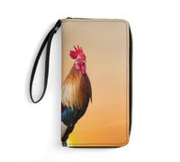 Rooster Sunrise Women's Clutch Wallet Bifold Wristlet Long Purse Card Holder Handbag