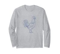 Rooster T-Shirt - Intricate Farm Animal Chicken Graphic Tee Long Sleeve T-Shirt