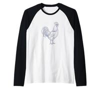 Rooster T-Shirt - Intricate Farm Animal Chicken Graphic Tee Raglan Baseball Tee