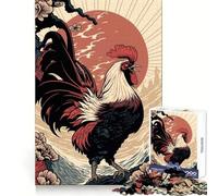 Rooster Ukiyo E Japanese 1000 Piece Jigsaw Puzzles for Adults Teenagers Intellect Toy Home Enjoy Quality Cut Classic Gift (38x52cm)