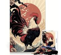 Rooster Ukiyo E Japanese Jigsaw Puzzles for Teenagers 1000 Piece Brain Workout Toy Mental Relax Art Assembly Unique Gift (50x75cm)