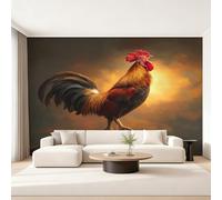 Rooster Wallpaper for Living Room, Rustic Farm Chicken Wall Mural for Bedroom 366x254 cm, Non-Woven Photo Wallpaper, Home Decor D&O136