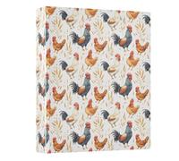 Rooster Wheat Pattern 3 Ring Binder 1.5 Inch Round Ring Binder View Binder Holds 200 Documents for Home School Office Use