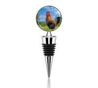 Rooster Wine Stoppers, Decorative Zinc Alloy Wine Bottle Stopper, Reusable Silicone Cork for Red/White Wine Bottles - Standard Size