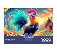 Rooster with Chicks Jigsaw Puzzles for Adult Educational Game The Impossible Challenge 1000 Piece Cute Difficult Hard Jigsaw Puzzles for Man And Woman with Letters on Back 52x38cm/1000pcs