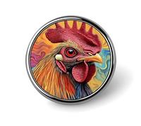Rooster with Colorful Tie-Dye Enamel Brooch Lapel Pin Badge Button Pins for Backpacks Hats Cute Funny 1"