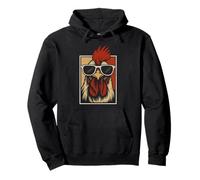 Rooster With Sunglasses Vintage Chicken Farmer Retro Cockere Pullover Hoodie