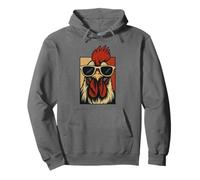 Rooster With Sunglasses Vintage Chicken Farmer Retro Cockere Pullover Hoodie