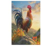 Rooster Wooden Jigsaw Puzzles 1000 Piece Puzzle For Adults. Challenging To Complete But Fun And Humorous Jigsaws （78×53cm）