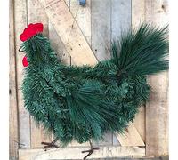 Rooster Wreath, 11 Inch Artificial Branch Leaf Wreath Front Door Decoration, Seasonal Handmade Wreath Wall Door Hanging Christmas Wreath Home Outdoor Garden Decor