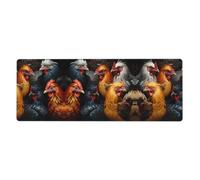 Roosters Dressed in Many Colors Large Mouse Pad, Extended Gaming Mousepad,Non-Slip Rubber Base Keyboard Mat31.5x11.8 Inch,XLfor Office Home