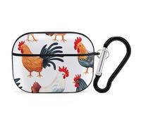Roosters Hens Chickens Compatible with Airpod Pro Case Cover Skin with Keychain