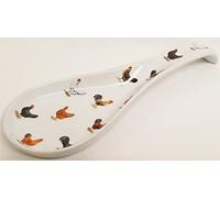 Roosters & Hens Spoon Rest Large 27 cm Ceramic Porcelain Free Range Spoon Hand Decorated in UK