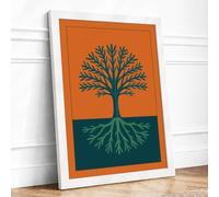 Root and Branch Geometric Framed Wall Art Print A3 (42×29.7cm) White, Wall Decor for Living Room, Bedroom, Office & Home, Ready to Hang, Art Gift