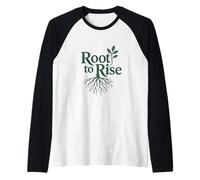 Root to Rise Inspirational Growth Quote Vintage Raglan Baseball Tee