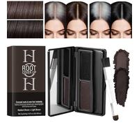 Root Touch Up Powder, Hairline Powder, Grey Coverage - Dark Brown Colour Compact for Parting, Temples, Regrowth, Wax Free Root Cover Up with Natural Finish, Black & Dark Brown 3g x 2