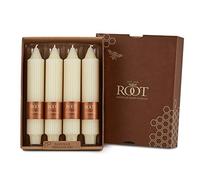 Root Unscented Grecian Collenettes Dinner Candles, 7-Inch Tall, Box of 4, Ivory