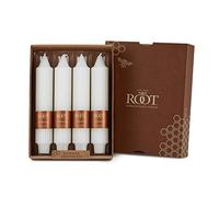 Root Unscented Grecian Collenettes Dinner Candles, 7-Inch Tall, Box of 4, White