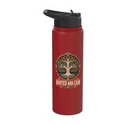 Rooted and Calm Serene Botanical Circle Art Stainless Steel Insulated Water Bottle