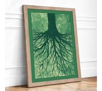 Rooted Botanical Framed Wall Art Print A2 (59.4×42cm) Oak, Wall Decor for Living Room, Bedroom, Office & Home, Ready to Hang, Art Gift