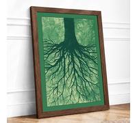 Rooted Botanical Framed Wall Art Print A4 (29.7×21cm) Walnut, Wall Decor for Living Room, Bedroom, Office & Home, Ready to Hang, Art Gift