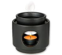 rooted.® | Ceramic design oil burner | Ceramic design aroma lamp | Candle burner for essential oils, wax melts | tea light oil burner | black matt