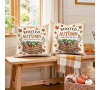 Rooted in Autumn Harvest Vegetable Crate Throw Pillow Covers 16x16 Set of 2