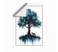 Rooted in Blue Botanical Unframed Wall Art Print A4 (29.7×21cm), Wall Decor for Living Room, Bedroom, Office & Home, Art Gift