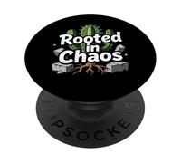Rooted in Chaos Funny Cactus Gardener Graphic PopSockets Adhesive PopGrip