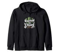 Rooted in Chaos Funny Cactus Gardener Graphic Zip Hoodie