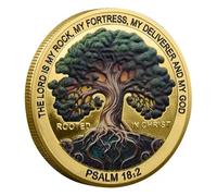 Rooted in Christ Challenge Coin, Faith-Based Christian Gift, The Lord is My Rock, My Fortress, Bible Verse Gift Inspirational Keepsake