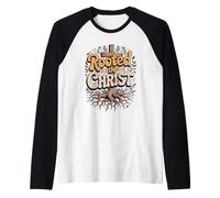Rooted in Christ Christian Faith Bible Raglan Baseball Tee