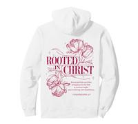 Rooted In Christ Christian Floral Vintage Peony Bible Verse Pullover Hoodie